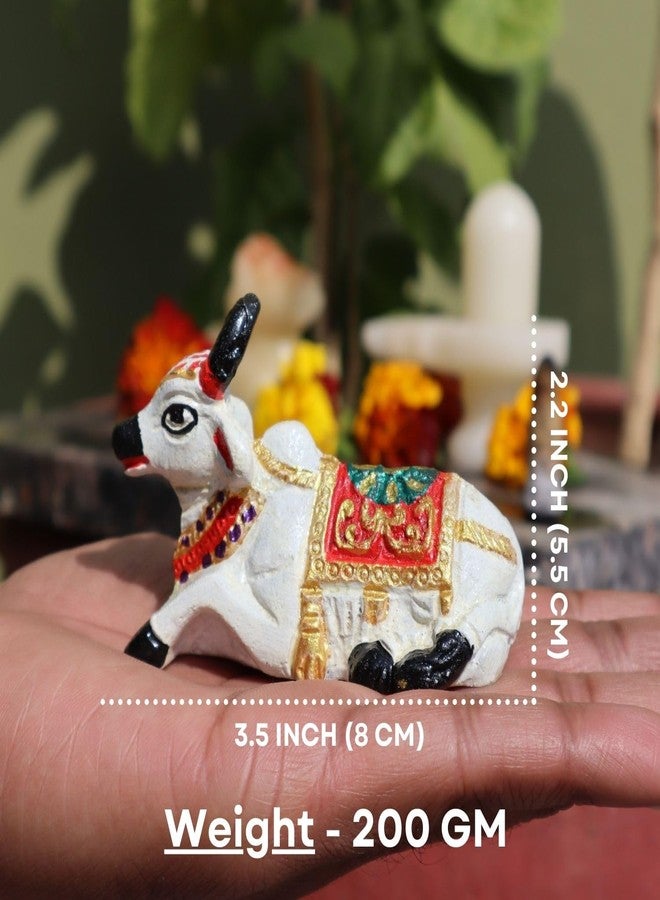 Salvus APP SOLUTIONS Beautifully Handmade Metal Nandi Murti/Statue for Home-Office Decor & Car Dashboard (3.5 x 2.2 Inch_White) - Image 2